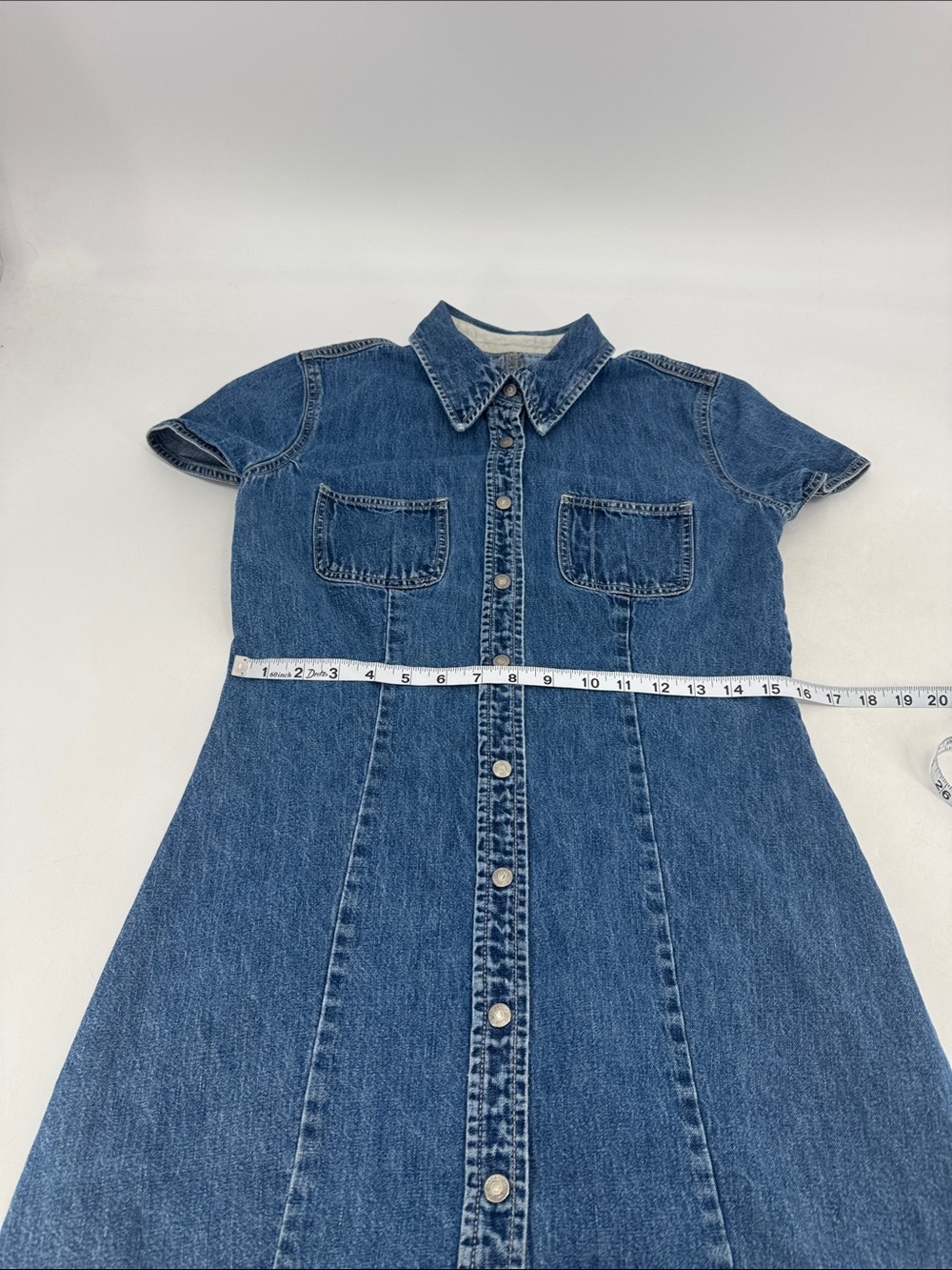 Gap Vintage Y2K Heritage Americana Classic Denim Snap Button Mini Shirt Dress - Picture 9 of 12